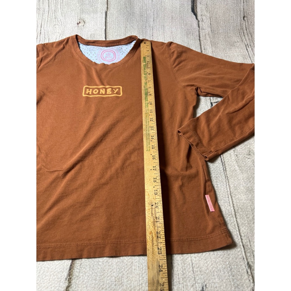 Life is Good Honey Long Sleeve Tee Women Medium Brown Boho Minimalist Cotton - Picture 5 of 8